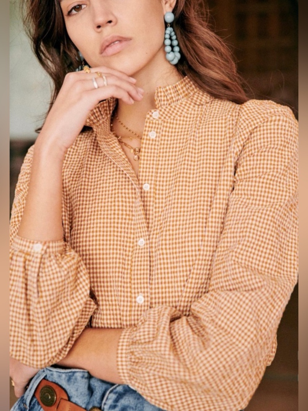 Sézane Lamie Long Sleeve Shirt ~ Size EU42, Large, US 10/12